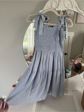 Blue babydoll dress with tie straps